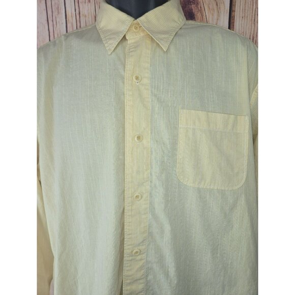Tommy Bahama Mens Button-Up Shirt Medium Yellow Jacquard Pinstripe Long-Sleeve - Picture 3 of 8